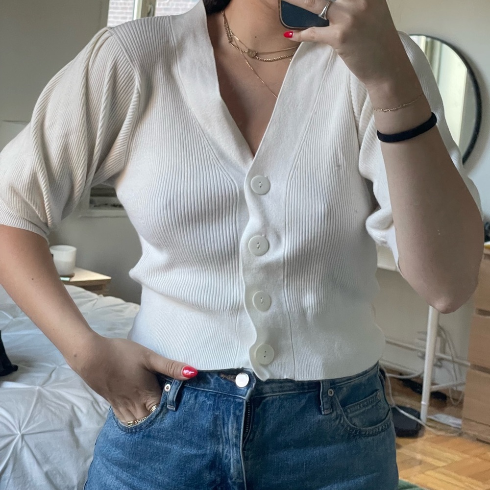 Zara Short-Sleeve Cardigan Top